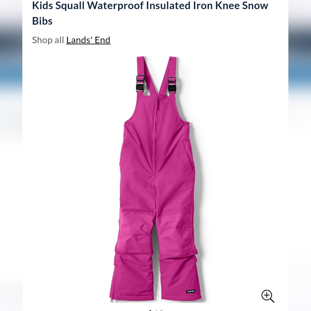 BNIB BERRY color Lands End Iron Knee Squall Waterproof Snowpants